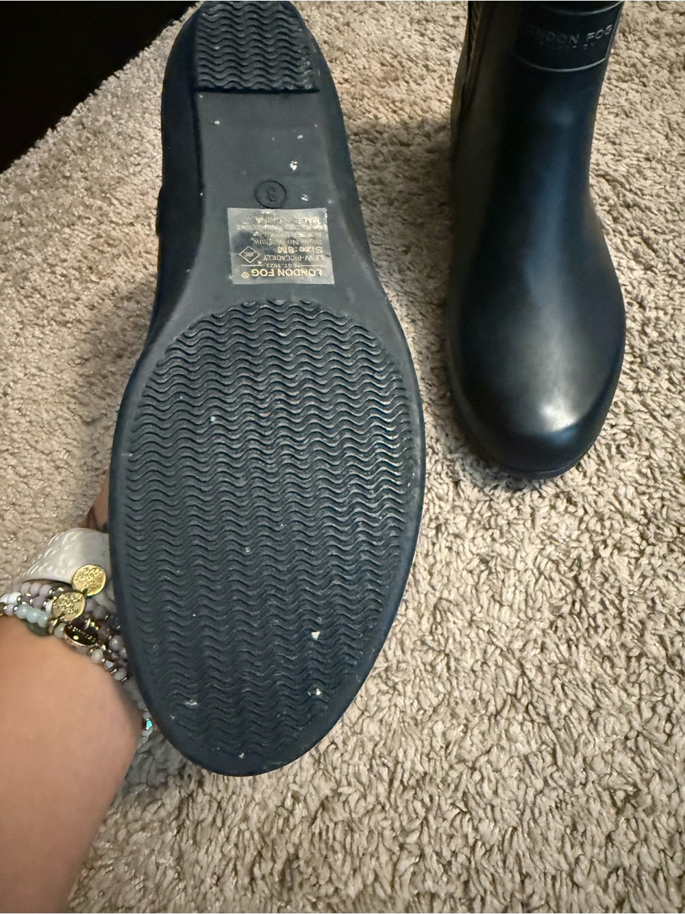 London Fog Black Chelsea-Style Rain Booties - Picture 3 of 5